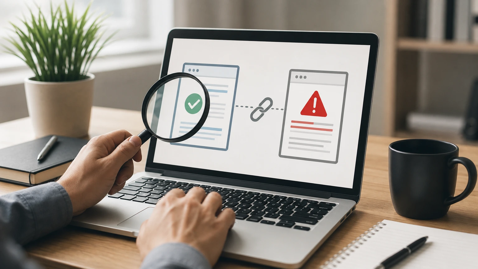 How to Vet a Guest Posting Service Against AI-Era Link Spam Risks: Google's spam policies have grown sharper a — Describe a PHOTOGRAPHIC SCENE — people, places, objects, atmosphere. Never describe a map, chart, diagram, stat panel, dashboard, or any text-bearing graphic.